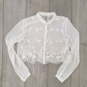 hm cropped long sleeve see through shirt us4
